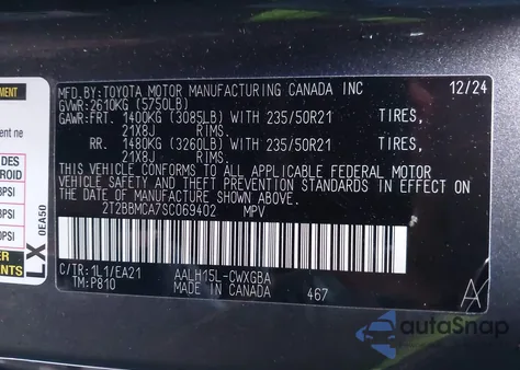 2025 Lexus Rx 350H Premium from USA, damaged, VIN 2T2BBMCA7SC069402